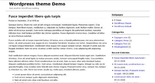 P Clean – 2 column minimalist wordpress theme